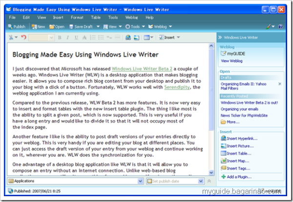 Windows Live Writer Beta 2